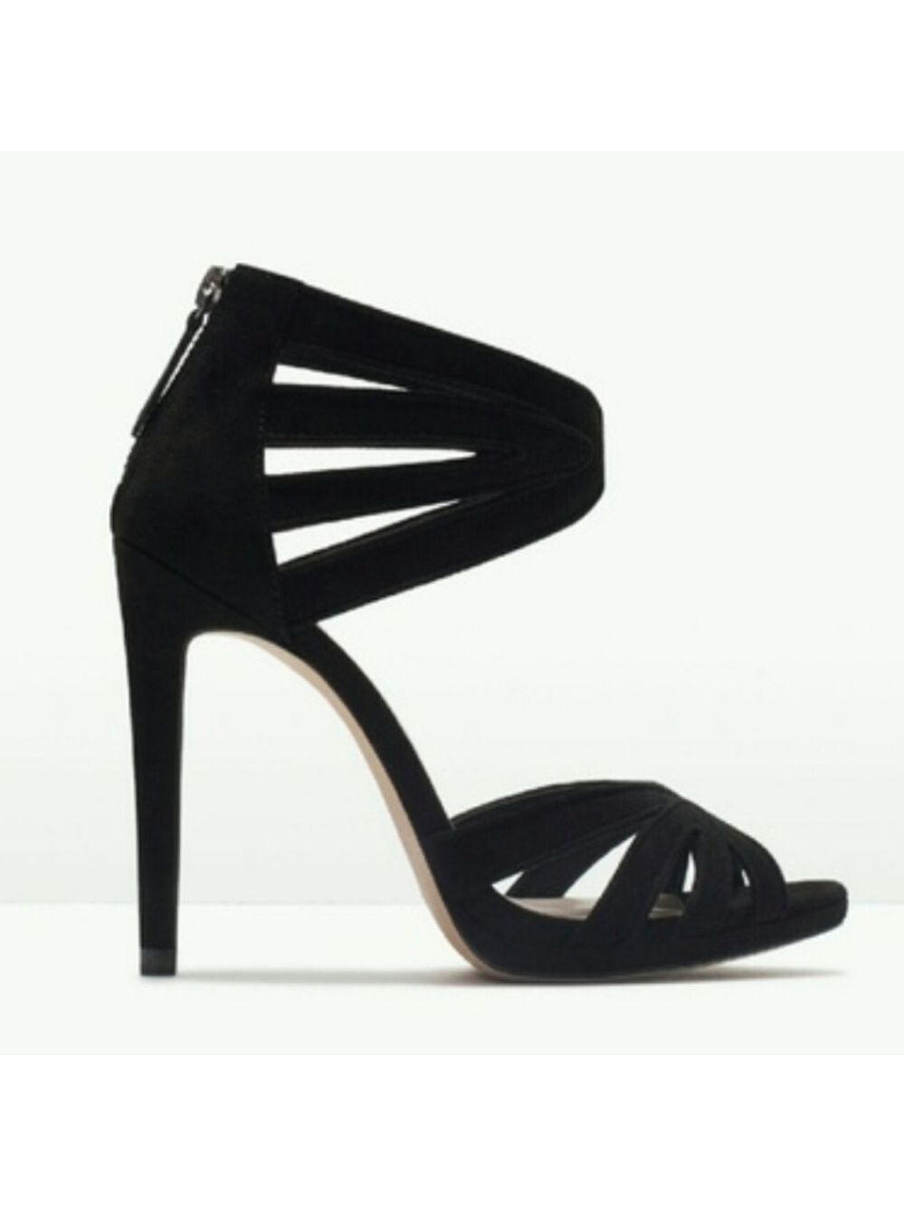 Zara black suede high heeled sandals size 37